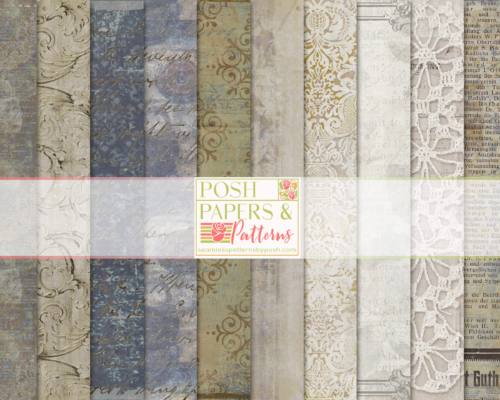Vintage Vibes Shabby Chic Antique Digital Scrapbook Paper Pack Vol 2